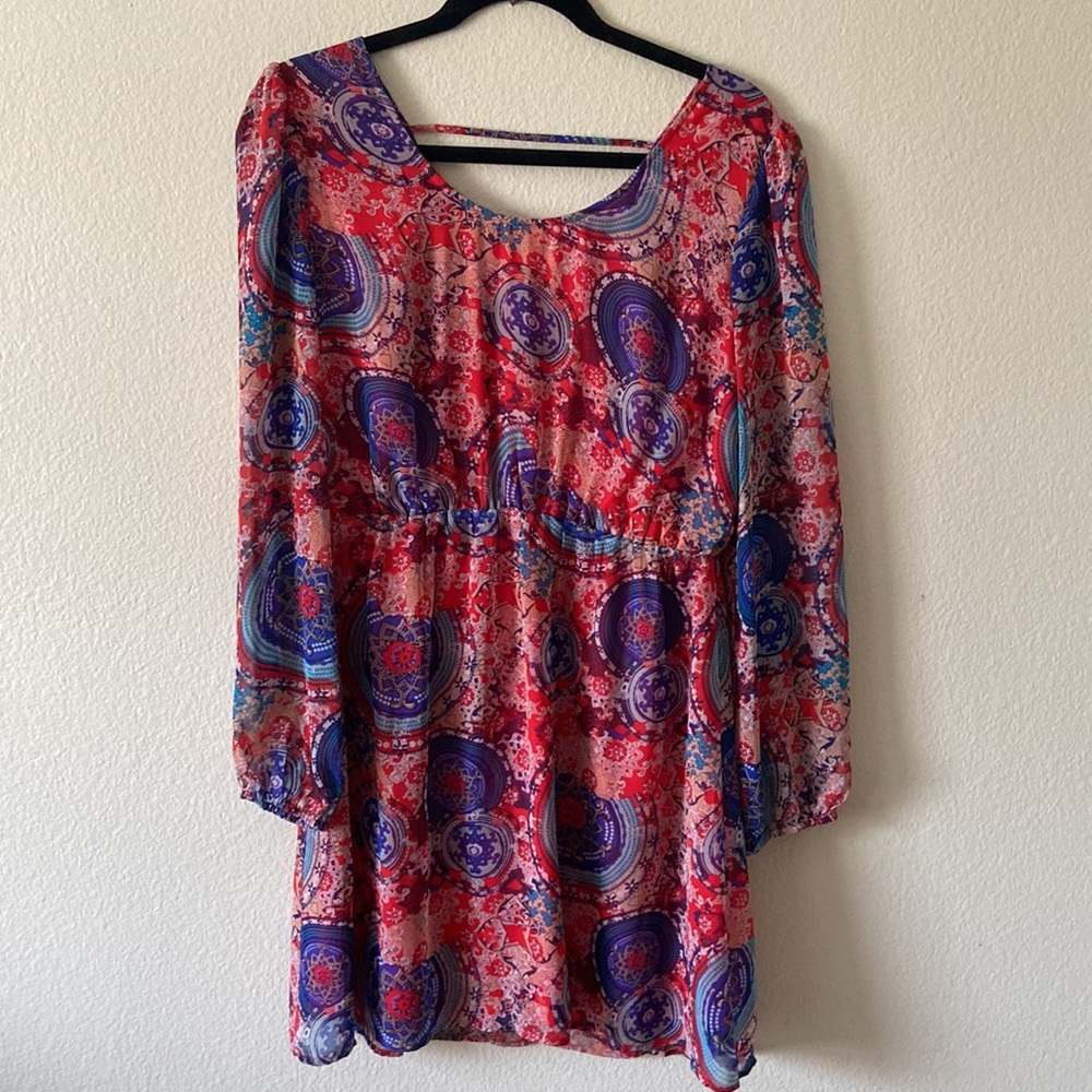 UMGEE Sheer Mandala Print Overlay Lined with Sheer Sleeves